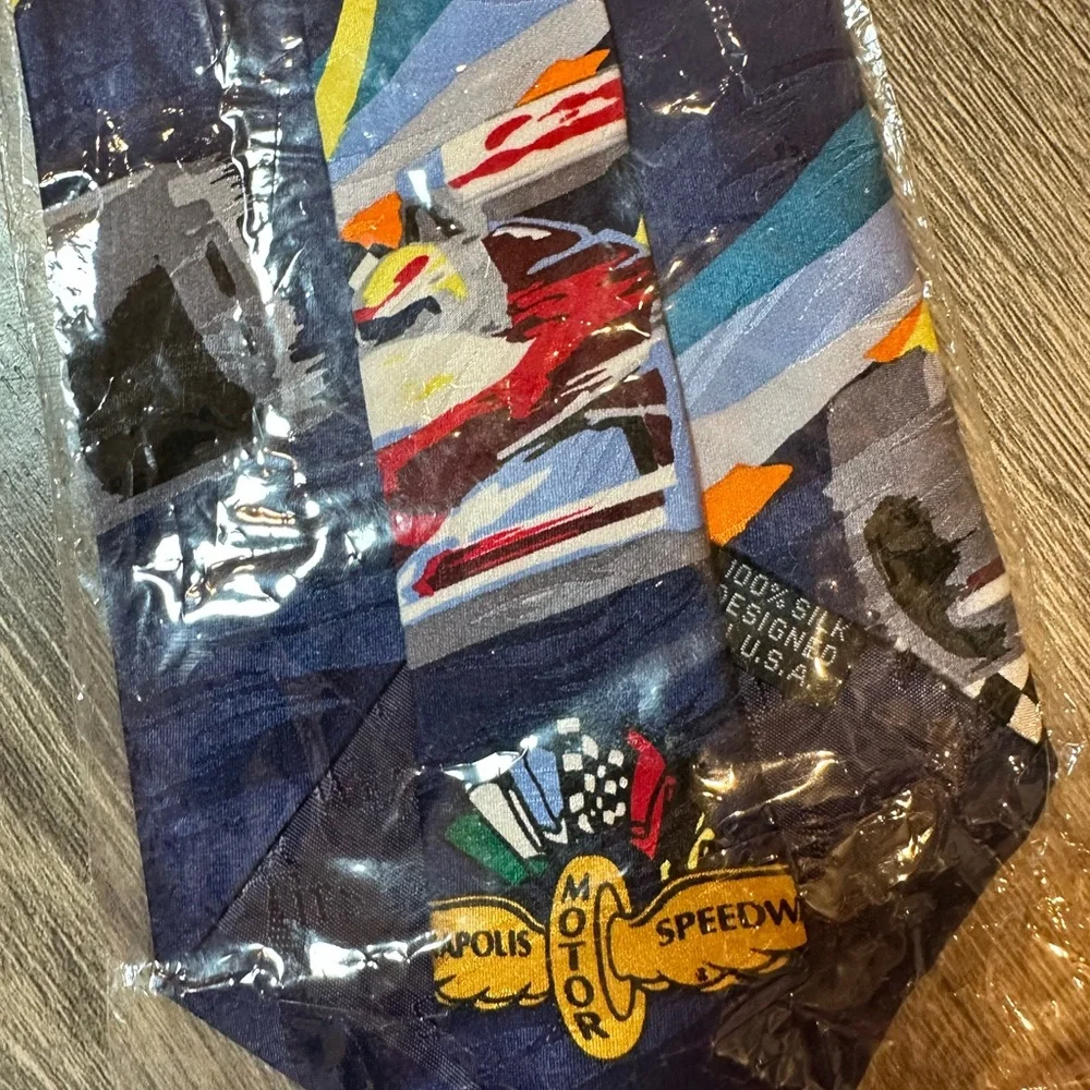 Indianapolis 500 Race Car Silk Necktie Indianapolis Motor Speedway Navy NWT
